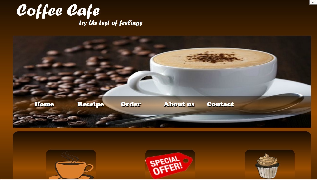 javascript css website project on online coffee cafe